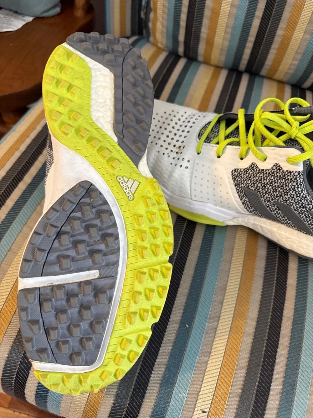 adidas White and Neon Yellow Men's Golf Shoes